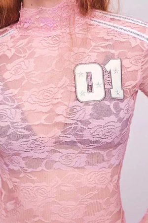 Stylish Work Outfits, Outfit Summer Ideas Y2K Embroidered Lace Top