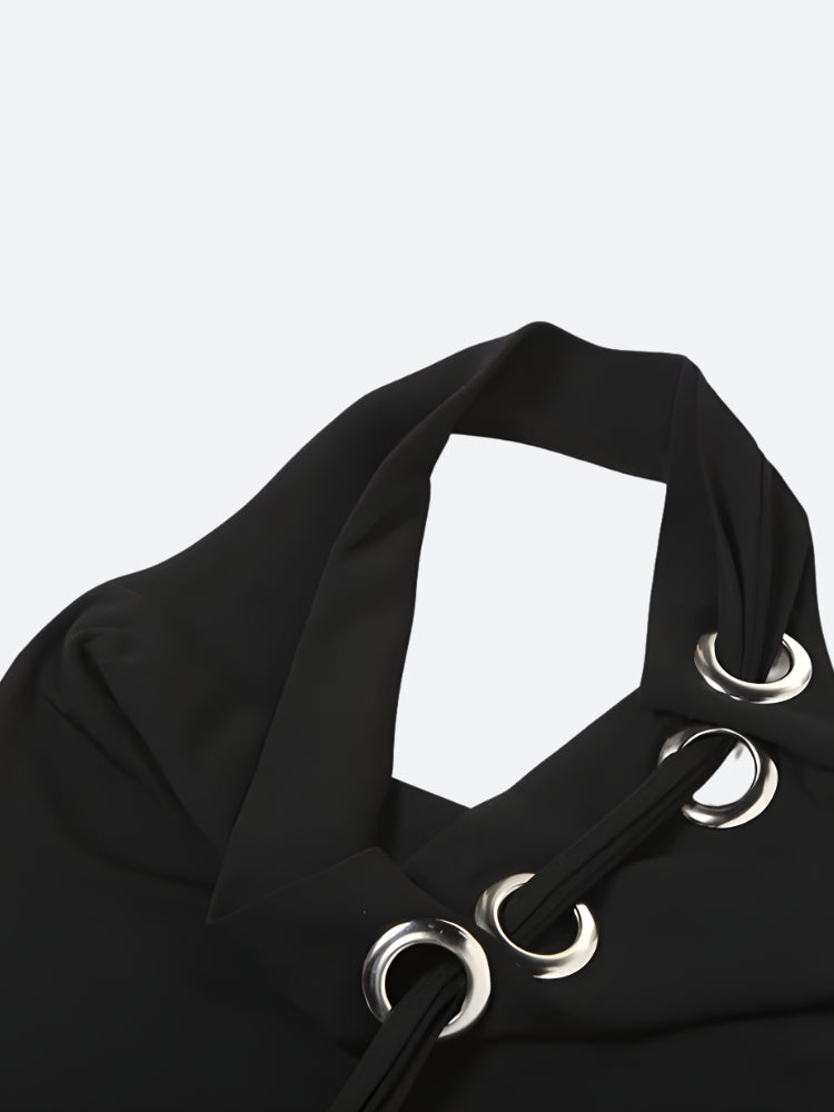 Stylish Work Outfits, Outfit Summer Ideas Y2K Eyelets Halter Neck Top Stylish Work Outfits, Outfit Summer Ideas Y2K Eyelets Halter Neck Top