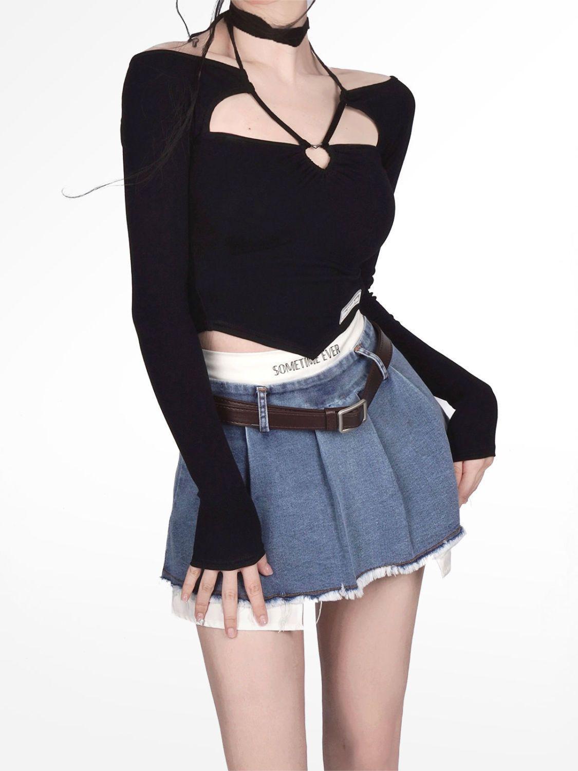Stylish Work Outfits, Outfit Summer Ideas Y2K Fake Two Piece Pleated Mini Skirt Stylish Work Outfits, Outfit Summer Ideas Y2K Fake Two Piece Pleated Mini Skirt