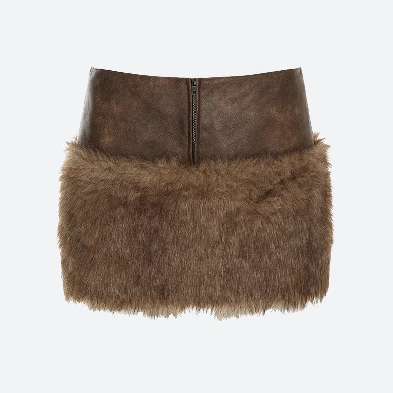 Stylish Work Outfits, Outfit Summer Ideas Y2K Faux Fur Mini Skirt