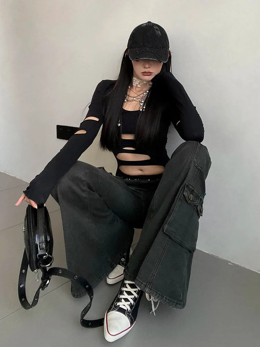 Stylish Work Outfits, Outfit Summer Ideas Y2K Flared Cargo Jeans Stylish Work Outfits, Outfit Summer Ideas Y2K Flared Cargo Jeans