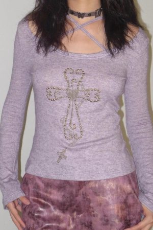 Stylish Work Outfits, Outfit Summer Ideas Y2K Golden Cross Top