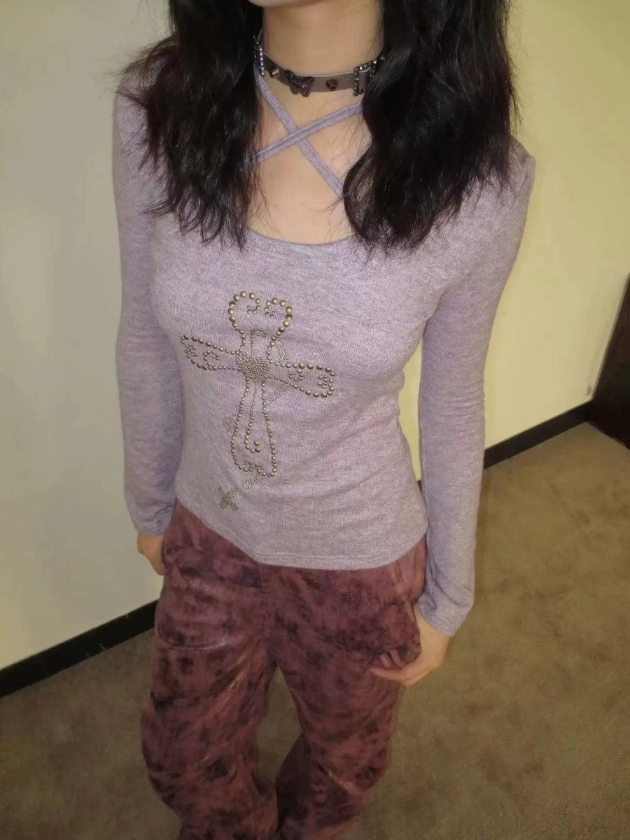 Stylish Work Outfits, Outfit Summer Ideas Y2K Golden Cross Top Stylish Work Outfits, Outfit Summer Ideas Y2K Golden Cross Top