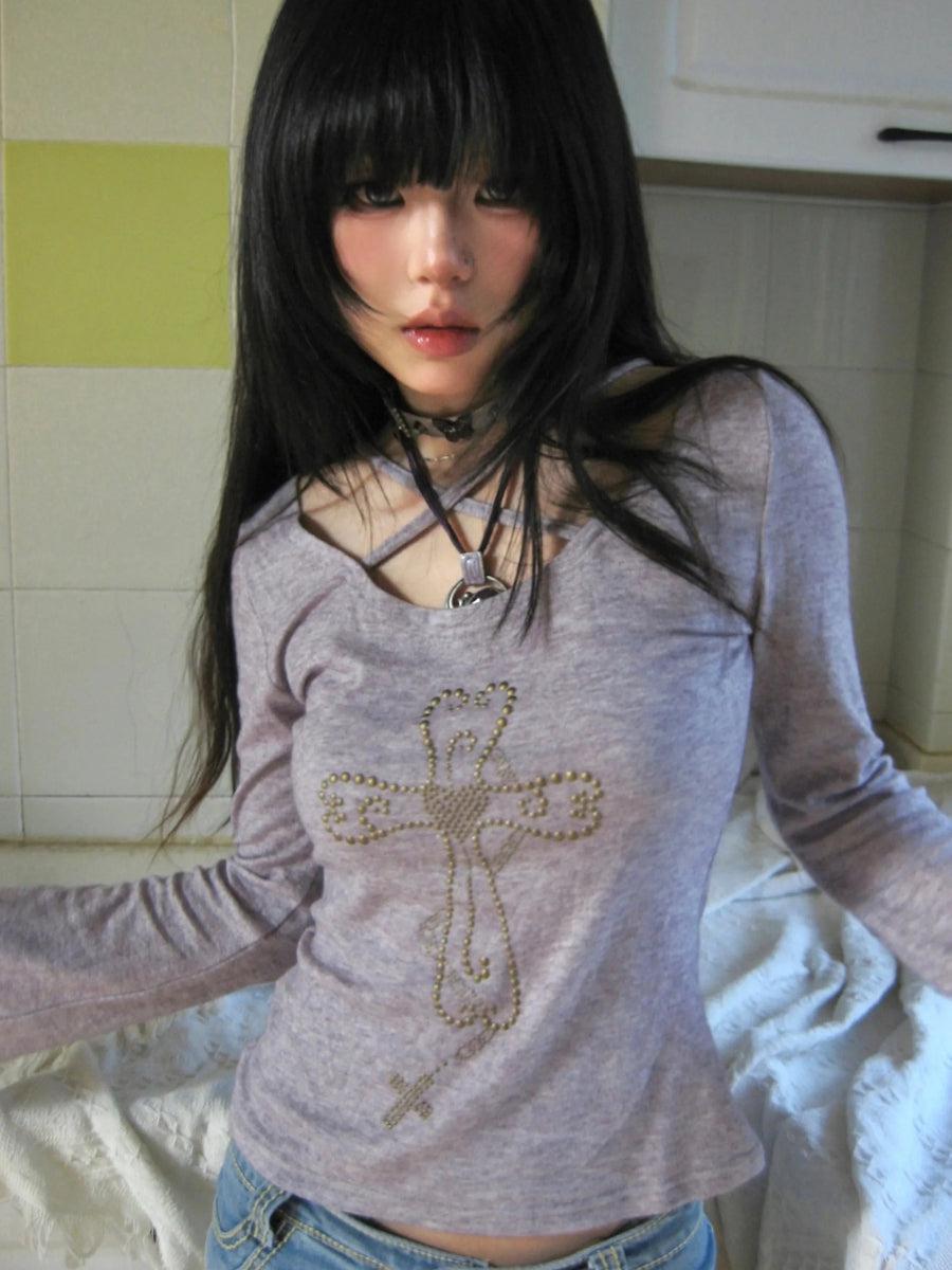 Stylish Work Outfits, Outfit Summer Ideas Y2K Golden Cross Top Stylish Work Outfits, Outfit Summer Ideas Y2K Golden Cross Top