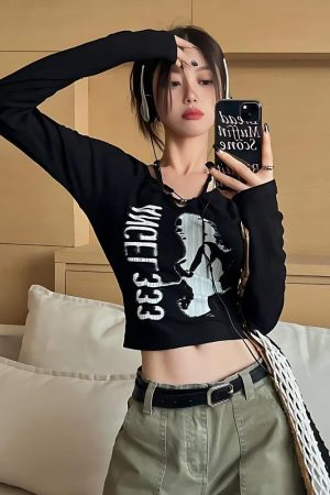 Stylish Work Outfits, Outfit Summer Ideas Y2K Grunge Angel 333 Top