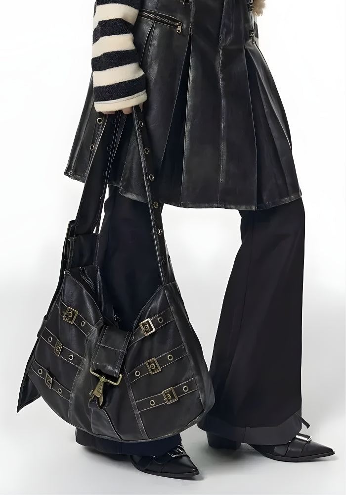 Stylish Work Outfits, Outfit Summer Ideas Y2K Grunge Faux Leather Belted Bag
