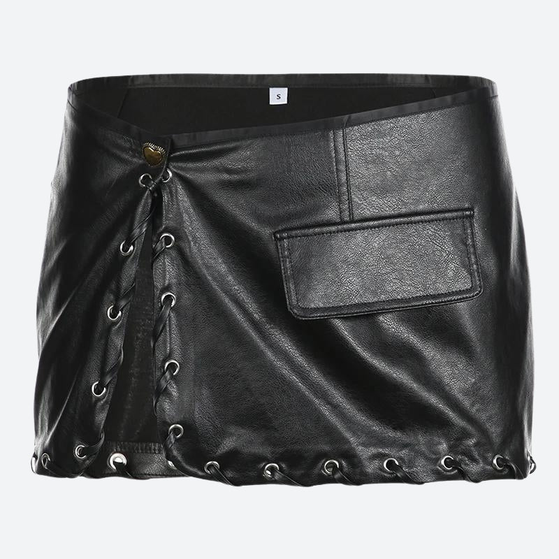 Stylish Work Outfits, Outfit Summer Ideas Y2K Grunge Faux Leather Mini Skirt Stylish Work Outfits, Outfit Summer Ideas Y2K Grunge Faux Leather Mini Skirt