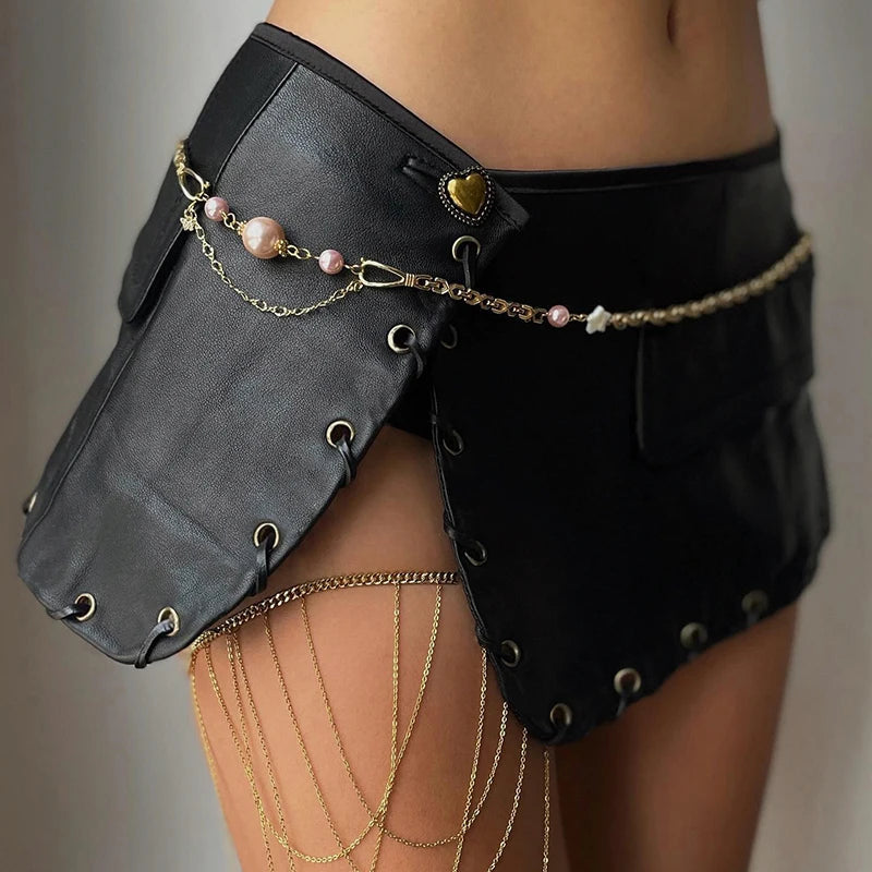 Stylish Work Outfits, Outfit Summer Ideas Y2K Grunge Faux Leather Mini Skirt Stylish Work Outfits, Outfit Summer Ideas Y2K Grunge Faux Leather Mini Skirt