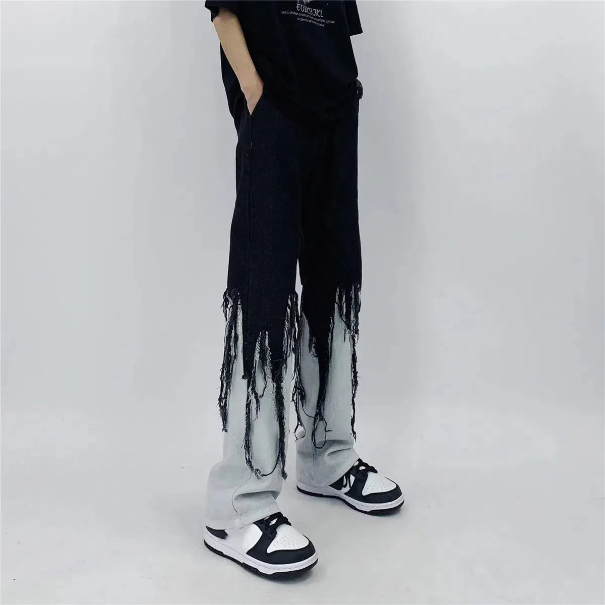 Stylish Work Outfits, Outfit Summer Ideas Y2K Grunge Fringed Straight Leg Jeans Stylish Work Outfits, Outfit Summer Ideas Y2K Grunge Fringed Straight Leg Jeans