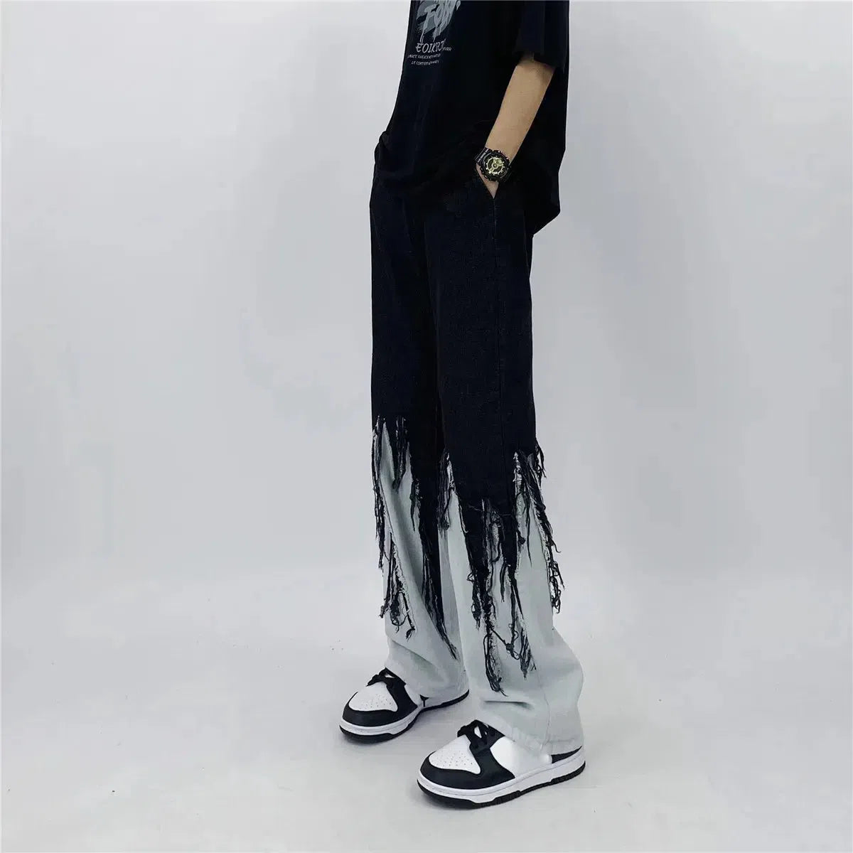 Stylish Work Outfits, Outfit Summer Ideas Y2K Grunge Fringed Straight Leg Jeans Stylish Work Outfits, Outfit Summer Ideas Y2K Grunge Fringed Straight Leg Jeans