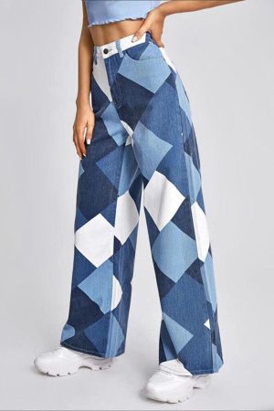 Stylish Work Outfits, Outfit Summer Ideas Y2K Harlequin Wide Leg Jeans
