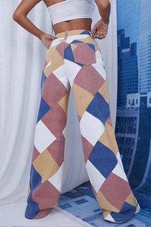Stylish Work Outfits, Outfit Summer Ideas Y2K Harlequin Wide Leg Jeans