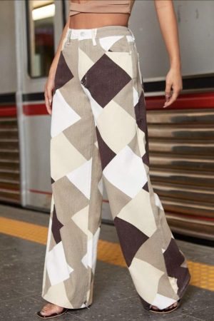 Stylish Work Outfits, Outfit Summer Ideas Y2K Harlequin Wide Leg Jeans
