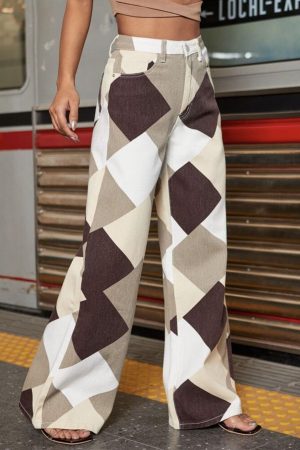 Stylish Work Outfits, Outfit Summer Ideas Y2K Harlequin Wide Leg Jeans