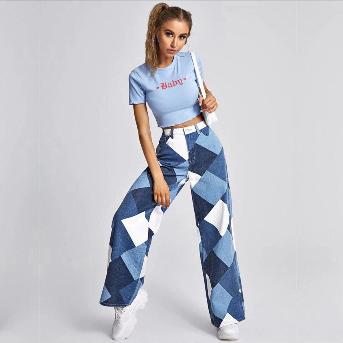 Stylish Work Outfits, Outfit Summer Ideas Y2K Harlequin Wide Leg Jeans