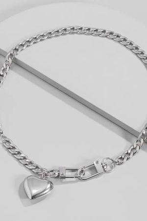 Stylish Work Outfits, Outfit Summer Ideas Y2K Heart Chain Beaded Necklace