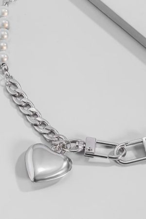 Stylish Work Outfits, Outfit Summer Ideas Y2K Heart Chain Beaded Necklace