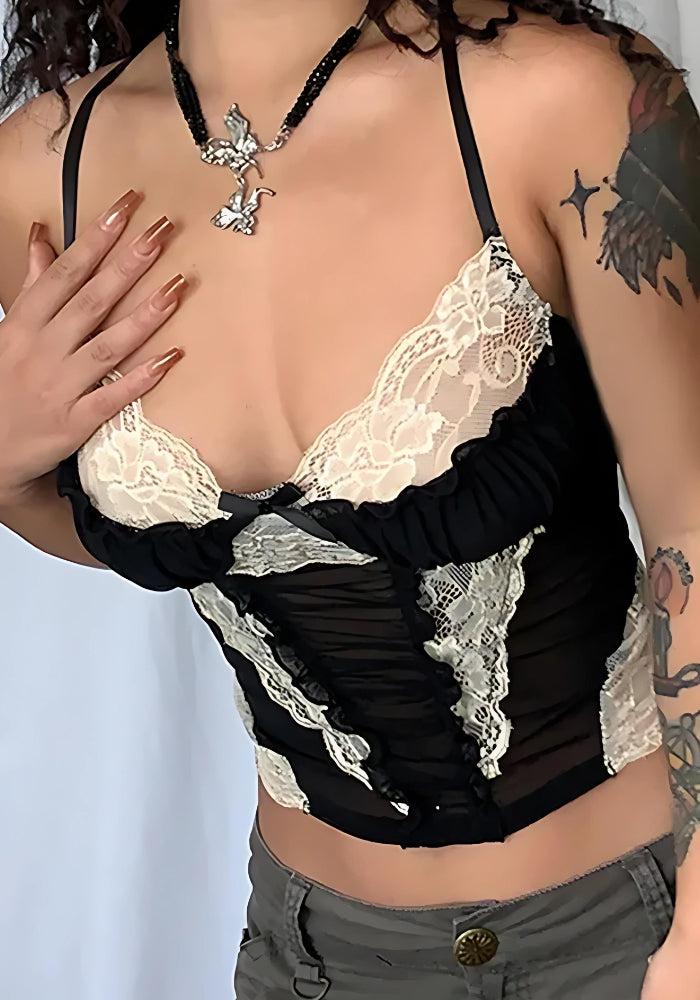 Stylish Work Outfits, Outfit Summer Ideas Y2K Lace Sheer Cropped Top Stylish Work Outfits, Outfit Summer Ideas Y2K Lace Sheer Cropped Top