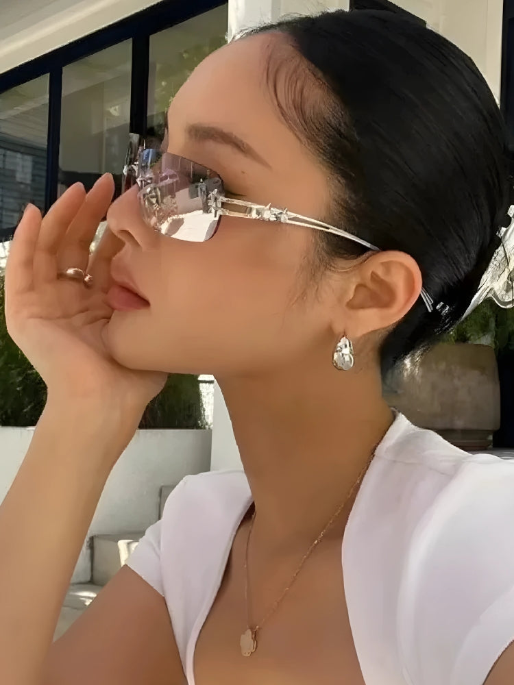 Stylish Work Outfits, Outfit Summer Ideas Y2K No Frame Sunglasses