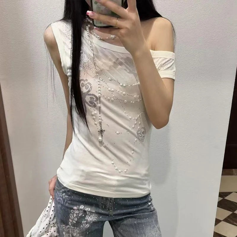 Stylish Work Outfits, Outfit Summer Ideas Y2K One Shoulder Top Stylish Work Outfits, Outfit Summer Ideas Y2K One Shoulder Top