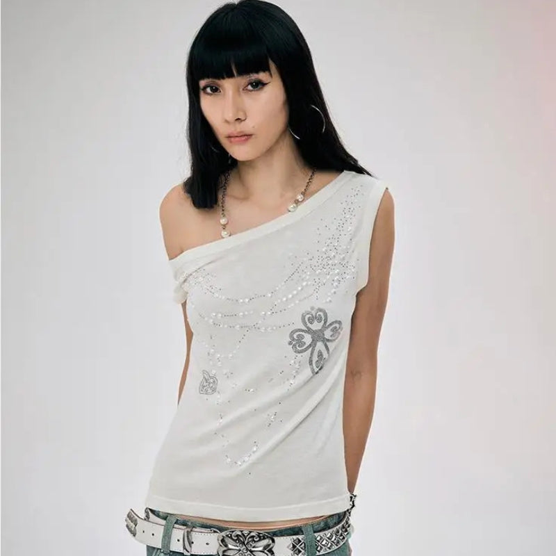 Stylish Work Outfits, Outfit Summer Ideas Y2K One Shoulder Top