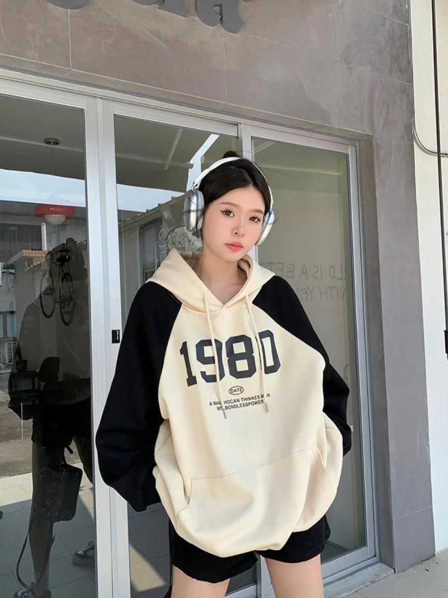 Stylish Work Outfits, Outfit Summer Ideas Y2K Oversized Patchwork Hoodie