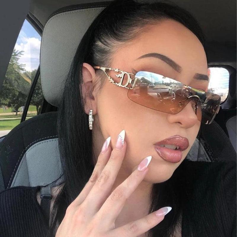 Stylish Work Outfits, Outfit Summer Ideas Y2K Rectangle No Frame Sunglasses