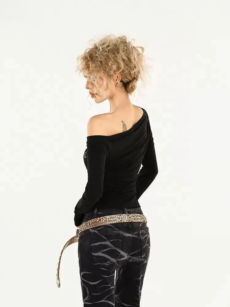 Stylish Work Outfits, Outfit Summer Ideas Y2K Rhinestone One Shoulder Top Stylish Work Outfits, Outfit Summer Ideas Y2K Rhinestone One Shoulder Top