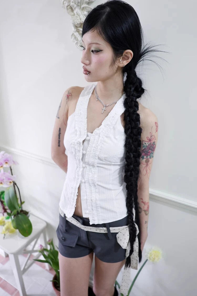 Stylish Work Outfits, Outfit Summer Ideas Y2K Ruffle Top Stylish Work Outfits, Outfit Summer Ideas Y2K Ruffle Top