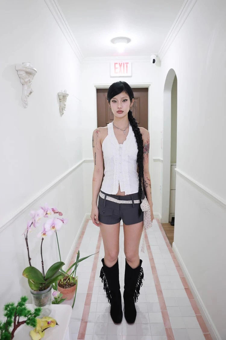 Stylish Work Outfits, Outfit Summer Ideas Y2K Ruffle Top Stylish Work Outfits, Outfit Summer Ideas Y2K Ruffle Top