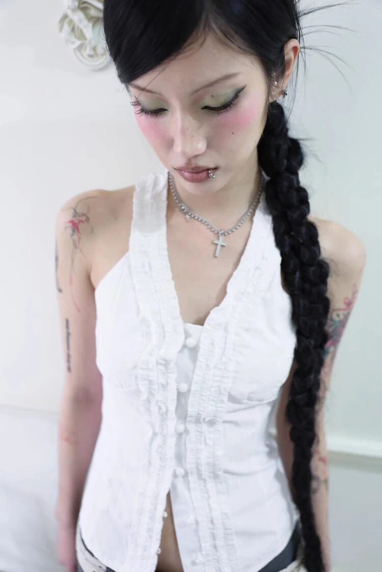 Stylish Work Outfits, Outfit Summer Ideas Y2K Ruffle Top Stylish Work Outfits, Outfit Summer Ideas Y2K Ruffle Top