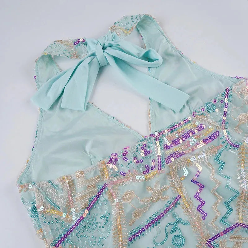 Stylish Work Outfits, Outfit Summer Ideas Y2K Sequined Halter Top Stylish Work Outfits, Outfit Summer Ideas Y2K Sequined Halter Top