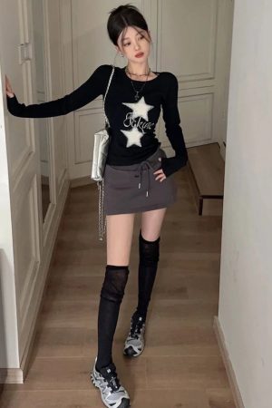 Stylish Work Outfits, Outfit Summer Ideas Y2K Star Basic Top