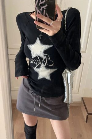 Stylish Work Outfits, Outfit Summer Ideas Y2K Star Basic Top