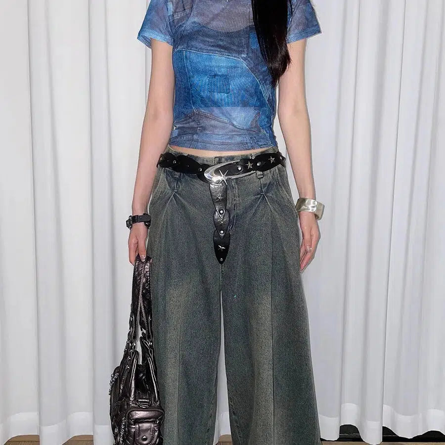 Stylish Work Outfits, Outfit Summer Ideas Y2K Star Buckle Belt