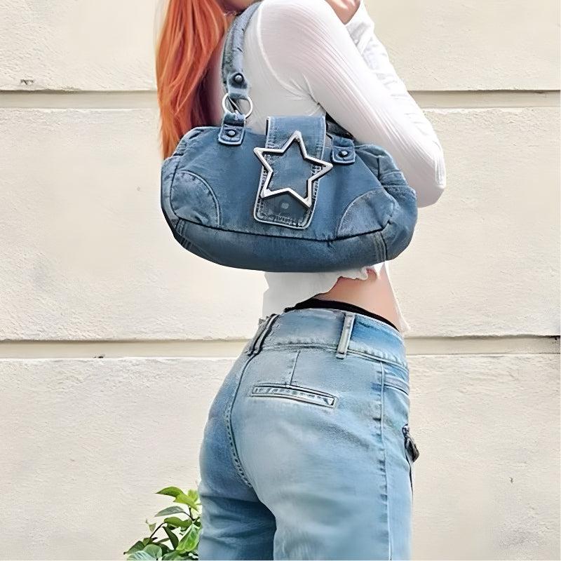 Stylish Work Outfits, Outfit Summer Ideas Y2K Star Denim Bag