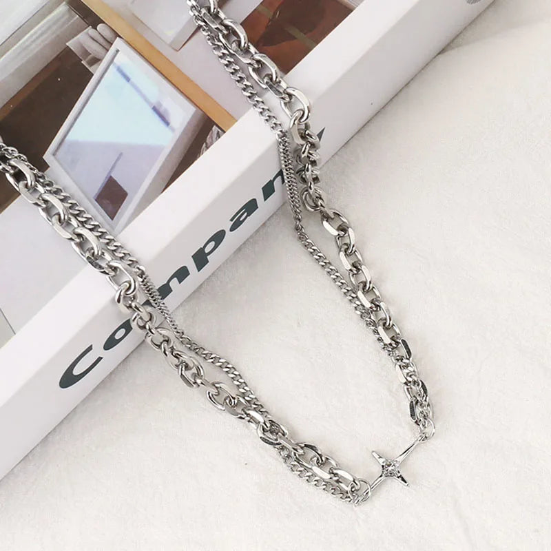 Stylish Work Outfits, Outfit Summer Ideas Y2K Star Double Chain Necklace Stylish Work Outfits, Outfit Summer Ideas Y2K Star Double Chain Necklace