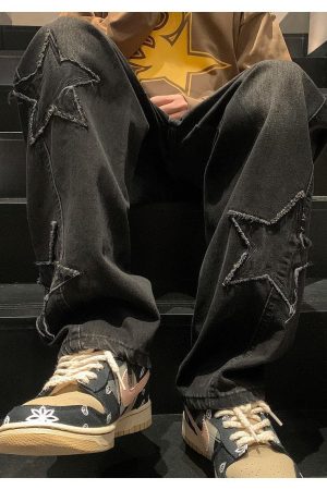 Stylish Work Outfits, Outfit Summer Ideas Y2K Star Embroidered Jeans