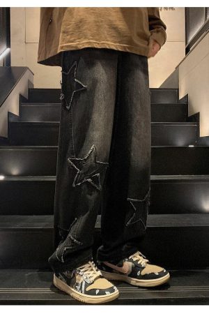 Stylish Work Outfits, Outfit Summer Ideas Y2K Star Embroidered Jeans