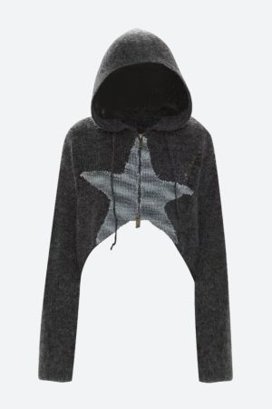 Stylish Work Outfits, Outfit Summer Ideas Y2K Star Hooded Cardigan