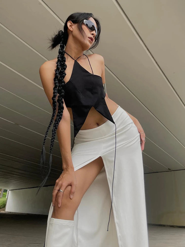 Stylish Work Outfits, Outfit Summer Ideas Y2k Star Lace Up Backless Top