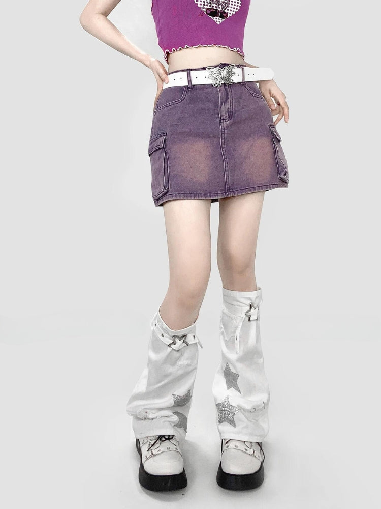 Stylish Work Outfits, Outfit Summer Ideas Y2K Star Patch Belted Leg Warmers Stylish Work Outfits, Outfit Summer Ideas Y2K Star Patch Belted Leg Warmers