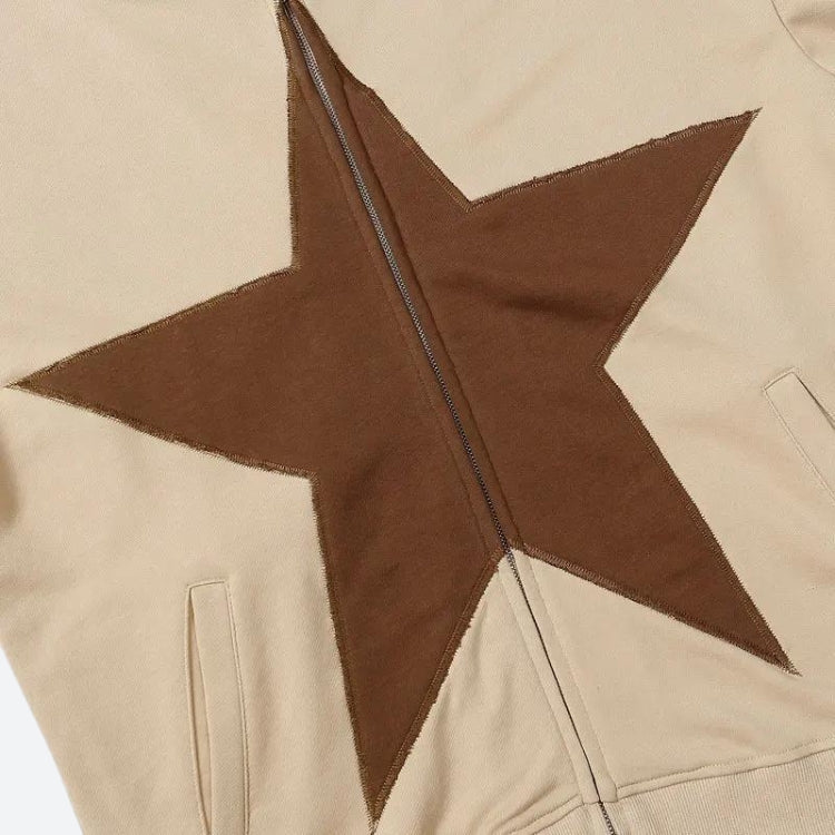 Stylish Work Outfits, Outfit Summer Ideas Y2K Star Patch Zip-Up Hoodie Stylish Work Outfits, Outfit Summer Ideas Y2K Star Patch Zip-Up Hoodie