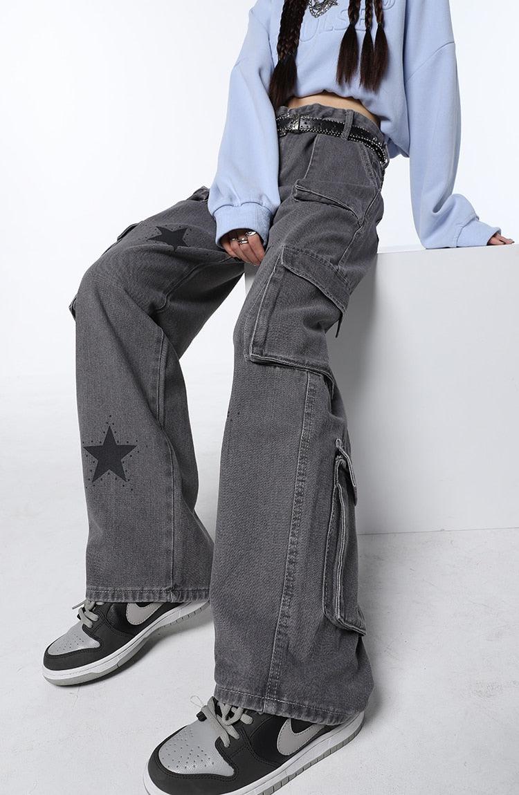 Stylish Work Outfits, Outfit Summer Ideas Y2K Star Printed Cargo Pants