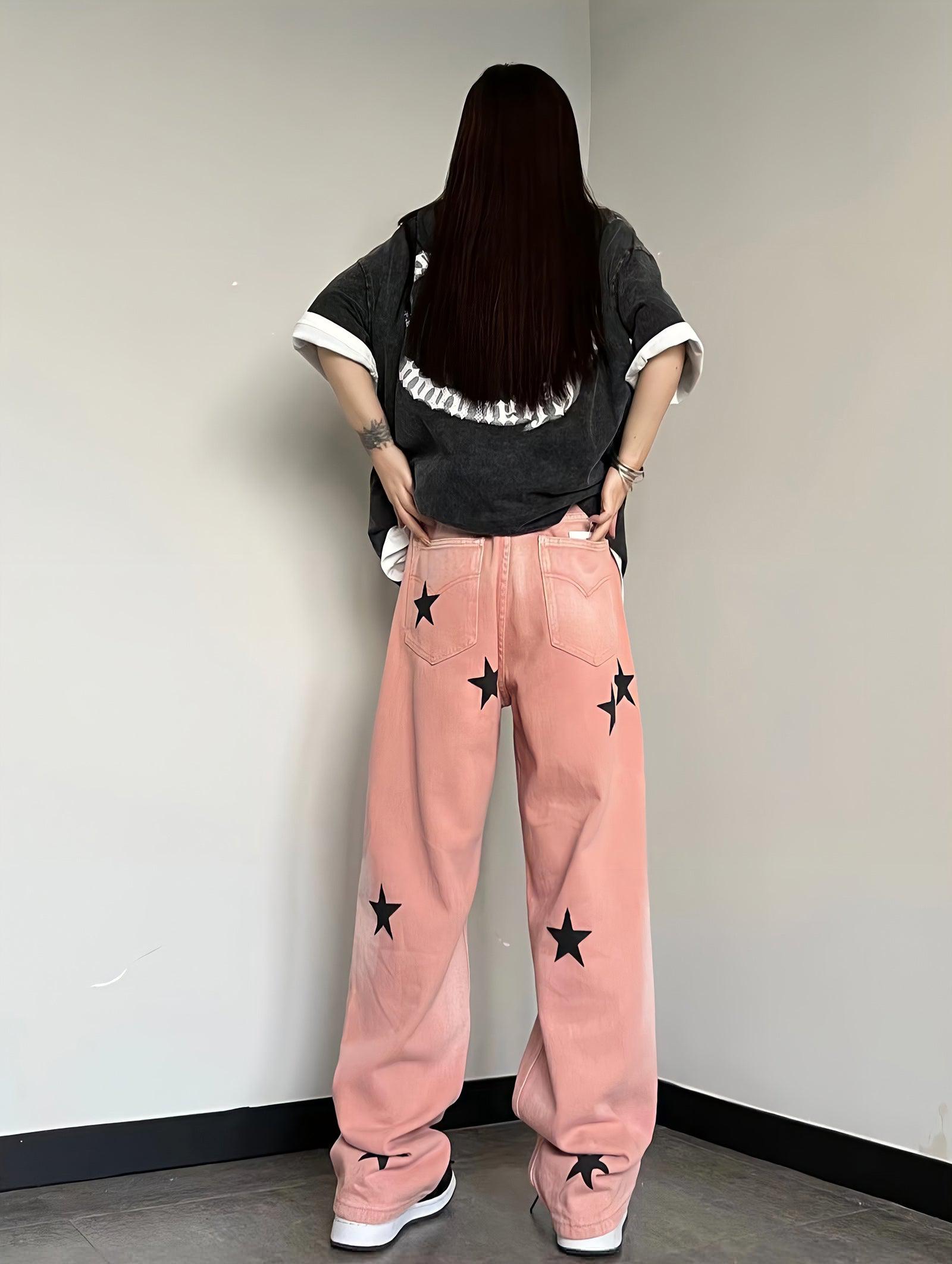 Stylish Work Outfits, Outfit Summer Ideas Y2K Star Printed Jeans Stylish Work Outfits, Outfit Summer Ideas Y2K Star Printed Jeans