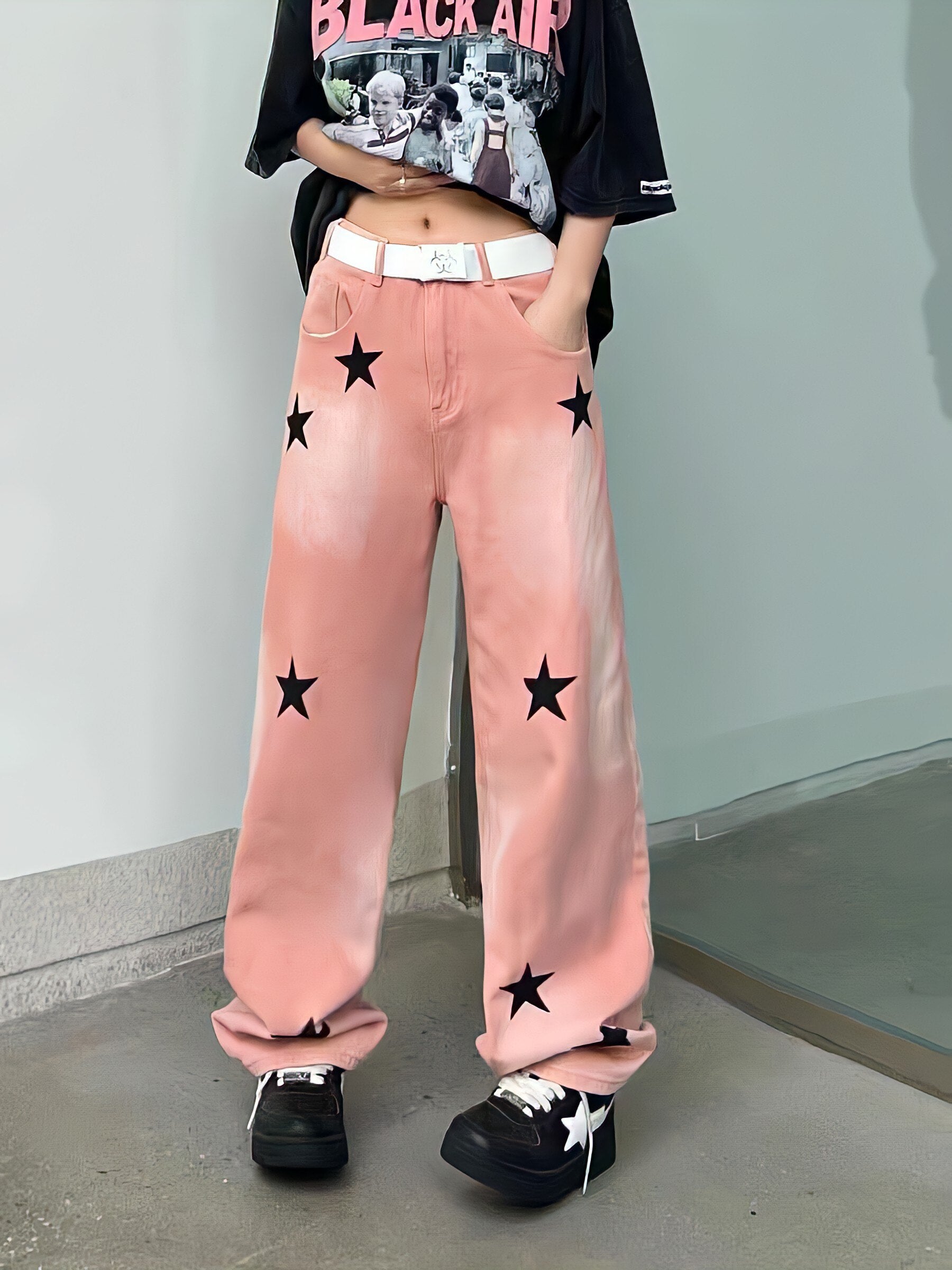 Stylish Work Outfits, Outfit Summer Ideas Y2K Star Printed Jeans