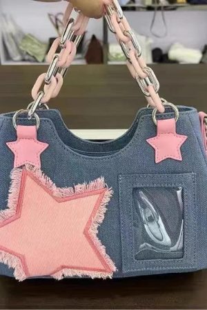 Stylish Work Outfits, Outfit Summer Ideas Y2k Star Transparent Denim Bag