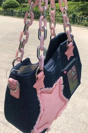 Stylish Work Outfits, Outfit Summer Ideas Y2k Star Transparent Denim Bag