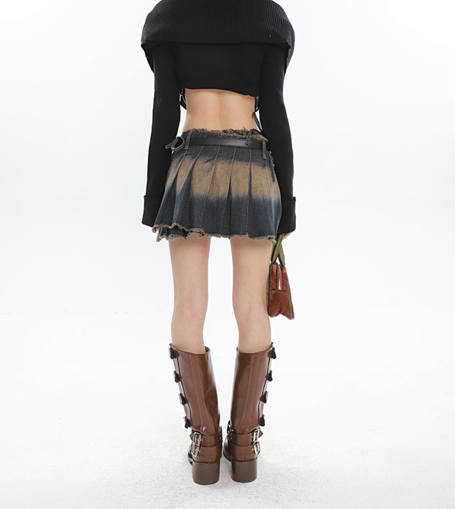 Stylish Work Outfits, Outfit Summer Ideas Y2K Tie At Side Distressed Mini Skirt Stylish Work Outfits, Outfit Summer Ideas Y2K Tie At Side Distressed Mini Skirt