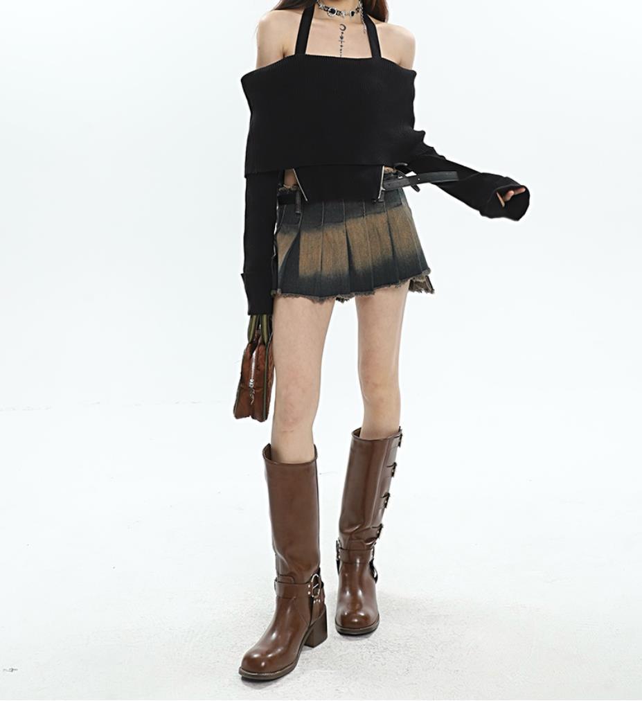 Stylish Work Outfits, Outfit Summer Ideas Y2K Tie At Side Distressed Mini Skirt